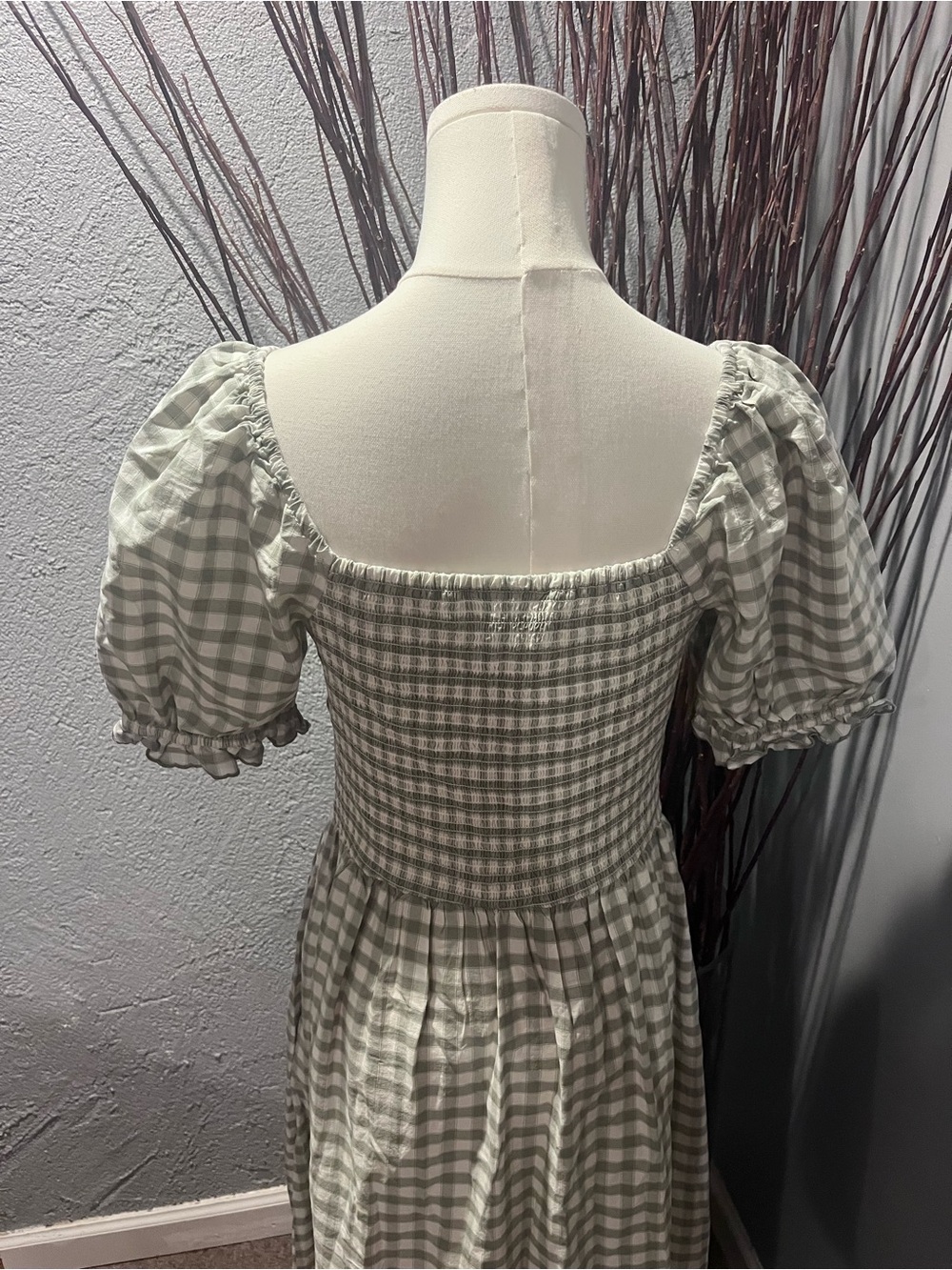 🌺UNIVERSAL THREAD GREEN AND WHITE GINGHAM MAXI DRESS SIZE SMALL🌺 - Picture 4 of 6